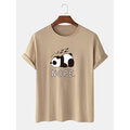 Mens Nope Panda Print 100% Cotton Loose Casual Short Sleeve T-Shirt