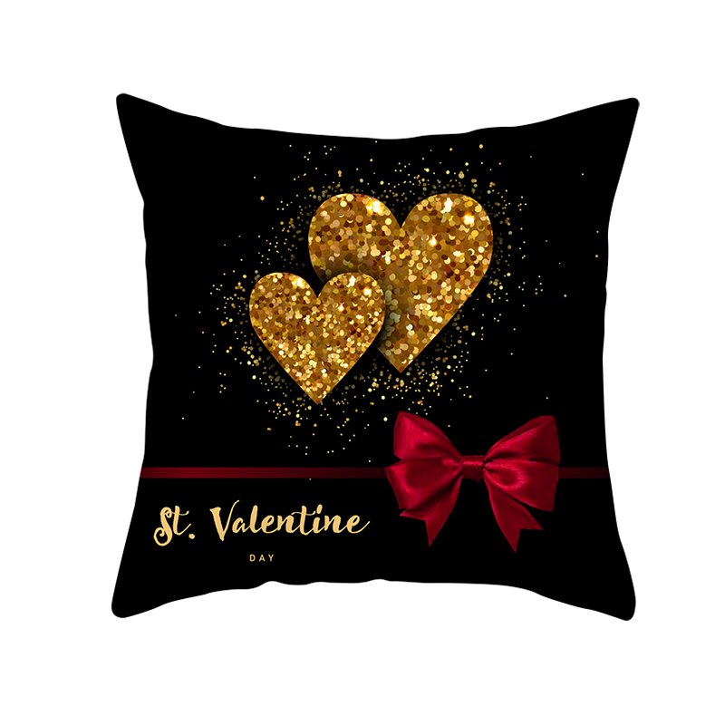 Black White Heart Cushion Cover Arrow I Love You Letters Happy Valentine Pillow Covers Gifts for Couples Valentine's Decoration