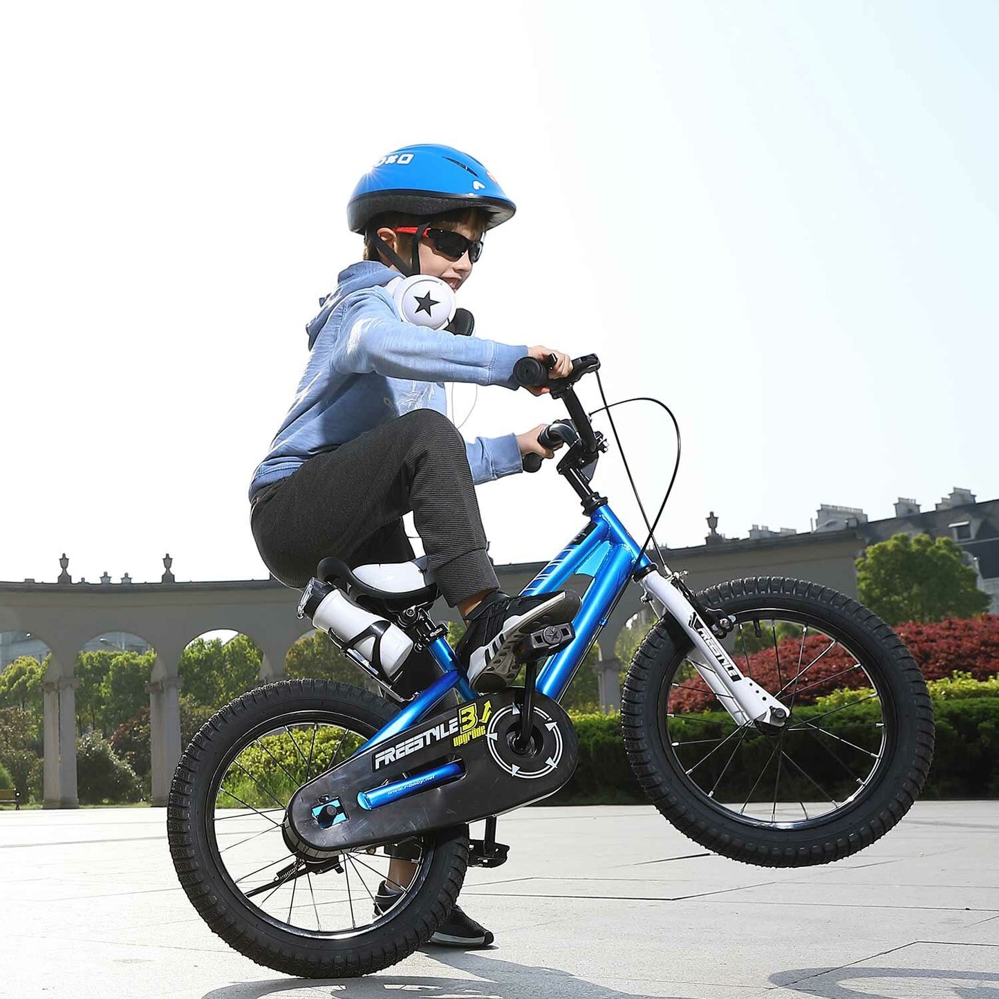 RoyalBaby Freestyle Kids Bike 14 Inch Children's Bicycle BMX Stabilisers Balance Bike Boys Girls Gifts