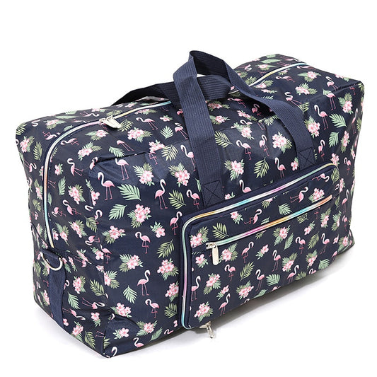 Foldable Travel Bag Women Large Capacity Portable Shoulder Duffle Bag Cartoon Printing Waterproof Weekend Luggage Tote