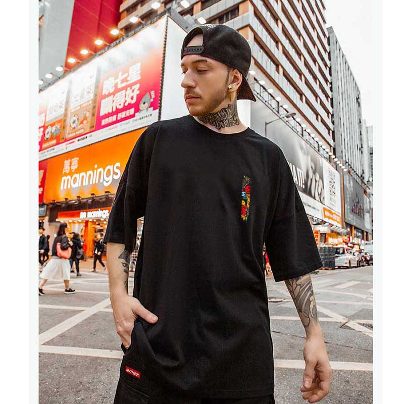 Oversized t shirts Hip Hop Monster Devil Print T-Shirt Cotton Half Sleeve Casual Summer Tees Top Drop Shipping Clothes wholesale