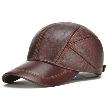 Collrown Mens Genuine Leather Baseball Cap