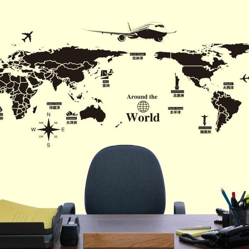 World Map Wall Can be removed Stickers DIY