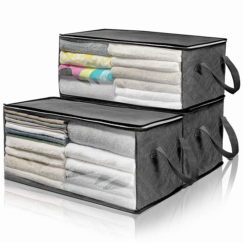 Foldable Comforter Storage Bag Household Clothing Storage Box Dustproof Non-woven Quilt Storage Bra Socks Wardrobe Organizer