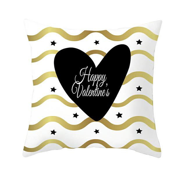 Black White Heart Cushion Cover Arrow I Love You Letters Happy Valentine Pillow Covers Gifts for Couples Valentine's Decoration
