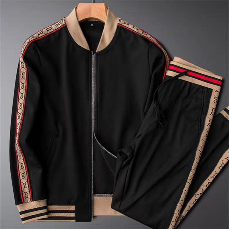 Track And Field New Men's Fall Winter Sportswear Fashion Zipper Jacket + Hip Hop FItness Jogging Pants Large Casual Suit