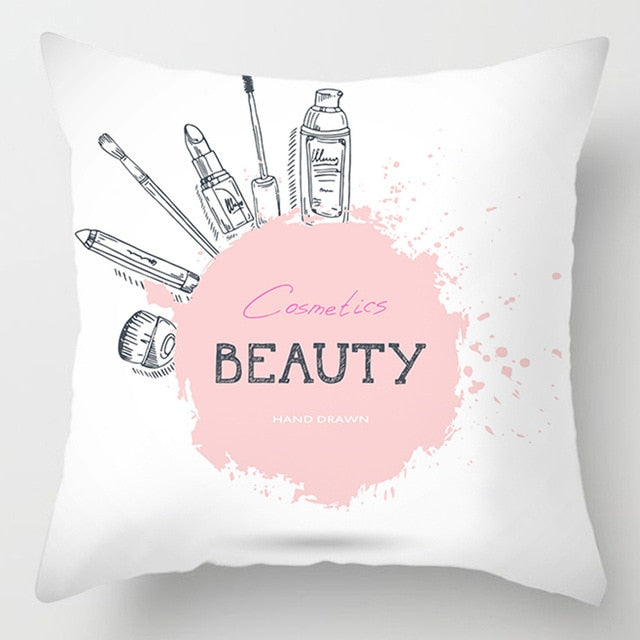 Fashion Pink Letter Pillow Case 45*45 Polyester Home Throw Pillows Soft Decorative Cushion Cover For Sofa Chair Pillow Covers