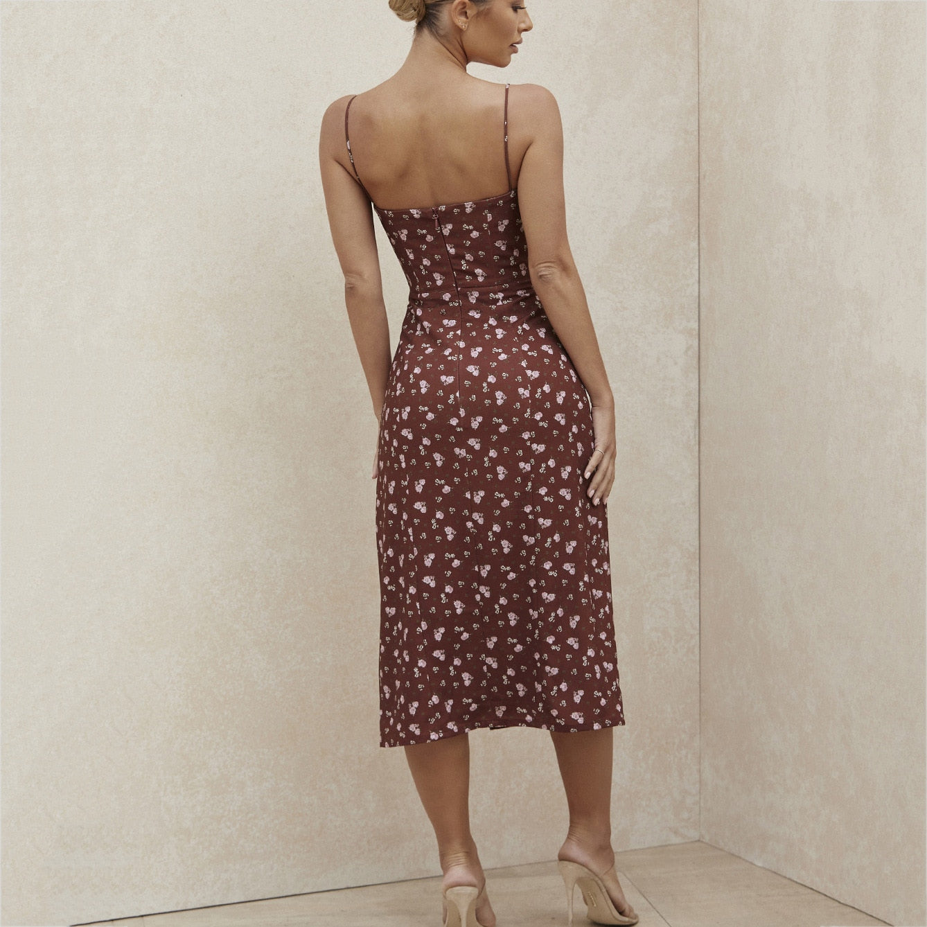 Avrilyaan Womens Print Pleated Summer Casual Sleeveless Midi Dress