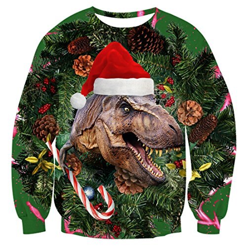 LISCN Unisex Women Christmas Sweater ugly Christmas Sweater Men Pullover Winter Plus Size Funny Autumn Tops Clothing Dinosaur