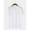 Mens Solid Color Cotton Round Neck Short Sleeve Casual Basic T-Shirts