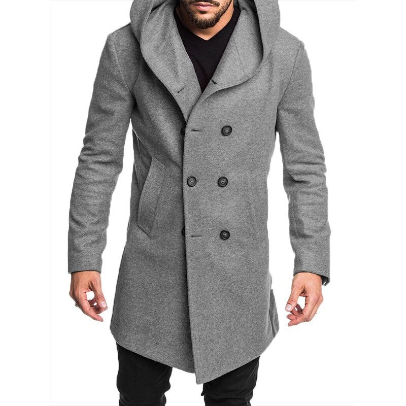 Autumn Mens Long Trench Coat Jacket Plus Size Outwear Casual Long Hooded Overcoat Mens Winter Coats and Jackets