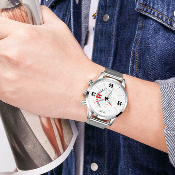 Fashion Elegant Alloy Men Business Watch Decorated Pointer Calendar Quartz Watch