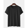 Mens Solid Color Cotton Round Neck Short Sleeve Casual Basic T-Shirts