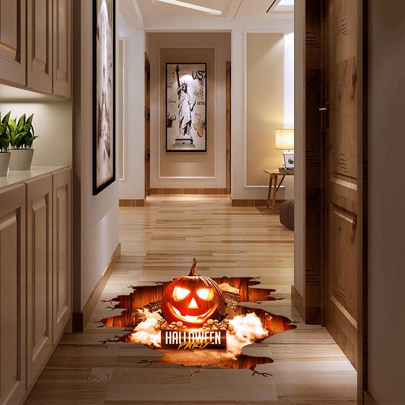 Halloween 3D Stickers View Scary Pumpkin Shaped Window Floor Stickers