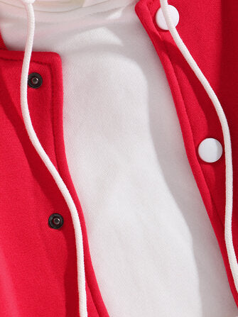 Mens Simple Patchwork Baseball Collar Loose Warm Slant Pocket Jacket