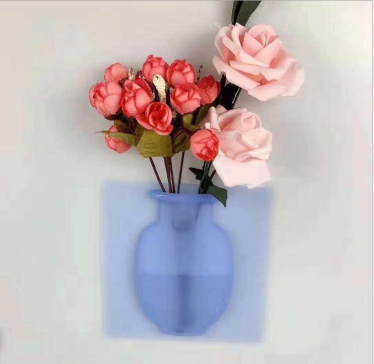 Silicone Sticky Vase Stick on The Wall Flower Pot Magic Flower Plant Vases Flower Container for Home Offices Wall Decorations
