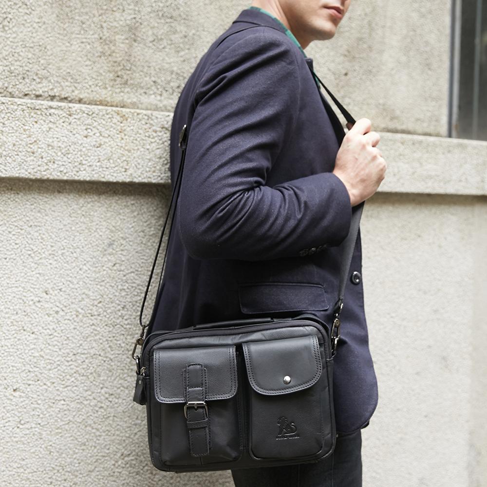 Men Genuine Leather Handbags Casual Leather Laptop Bags Male Business Travel Messenger Bags Men's Crossbody Shoulder Bag 2020