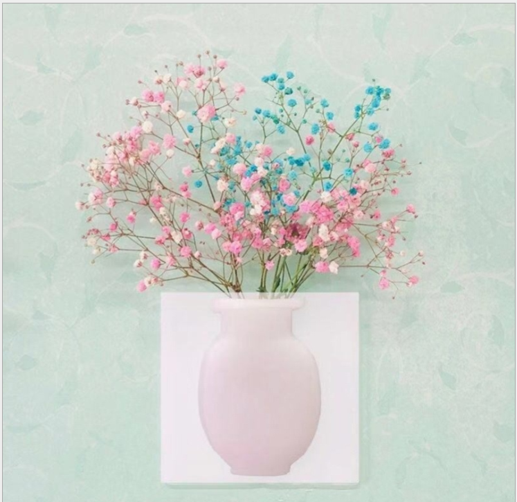 Silicone Sticky Vase Stick on The Wall Flower Pot Magic Flower Plant Vases Flower Container for Home Offices Wall Decorations