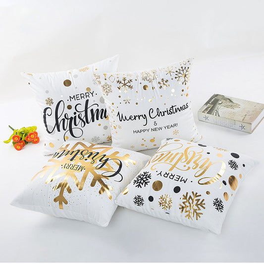 Christmas Cushion Cover Decorative Pillow Case Eco-Friendly Gold Sofa Seat Case Car Pillowcase Soft Bed Pillow Case