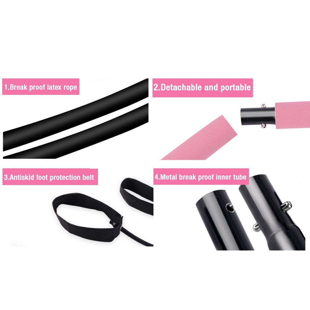 Fitness Pilates Bar Kit with Resistance Band Portable Fitness Pilate Stick Crossfit Bodybuild Yoga Elastic Band Exercise Workout
