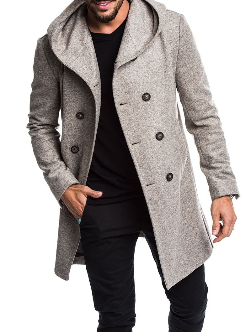 Autumn Mens Long Trench Coat Jacket Plus Size Outwear Casual Long Hooded Overcoat Mens Winter Coats and Jackets