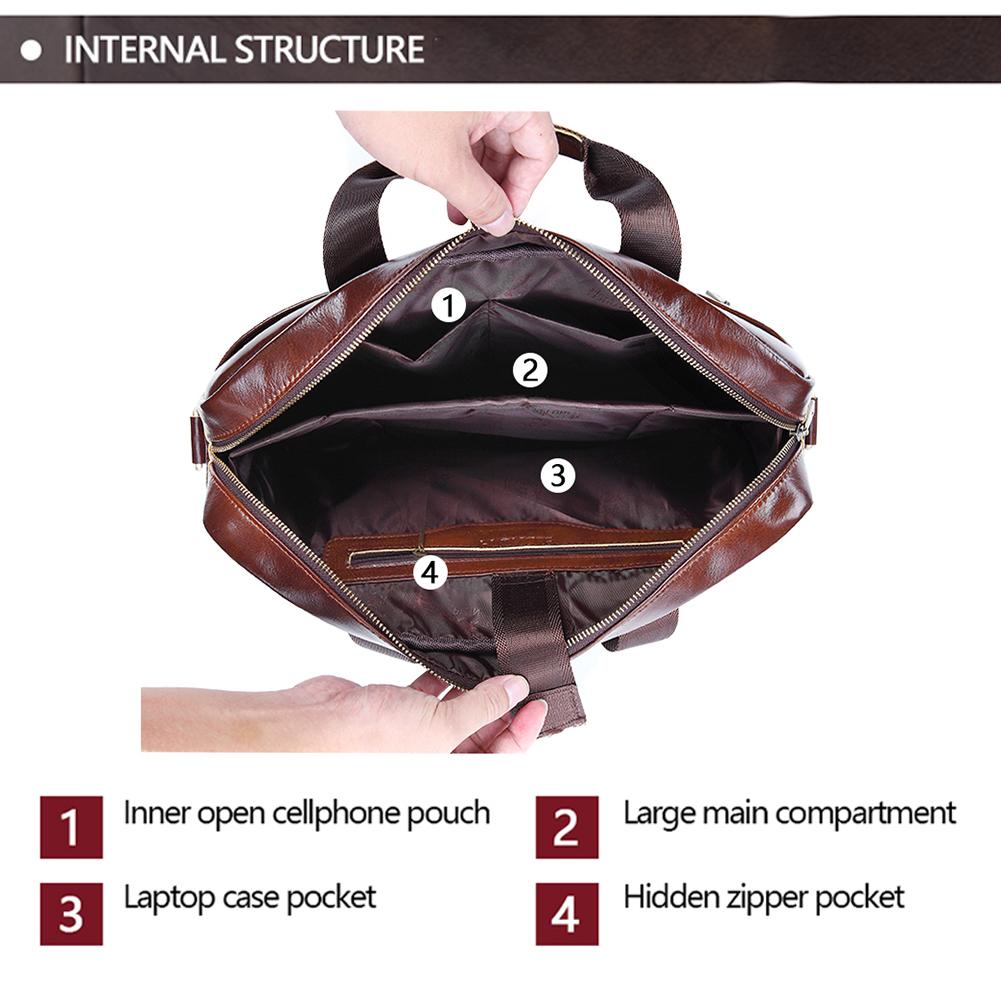 Men's Genuine Leather Briefcase Male Men Laptop Bag Natural Leather Shoulder Messenger Bags Office Handbag Men's Briefcases 2020