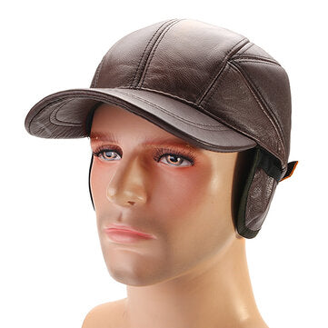 Collrown Mens Genuine Leather Baseball Cap