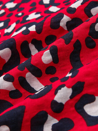 Mens Cotton Leopard Print Casual Lapel Collar Short Sleeve Shirts