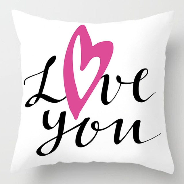 Fashion Pink Letter Pillow Case 45*45 Polyester Home Throw Pillows Soft Decorative Cushion Cover For Sofa Chair Pillow Covers