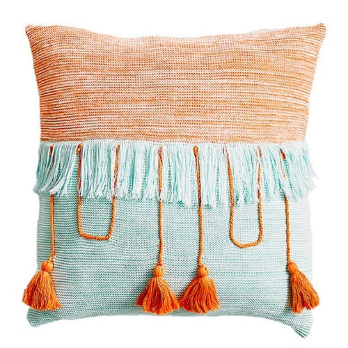 Cable Knit Cushion Cover Vintage Mix color Grey Blue Orange Tassels Pillow Case Soft Home Decor Pillow cover Bohemia Pillow