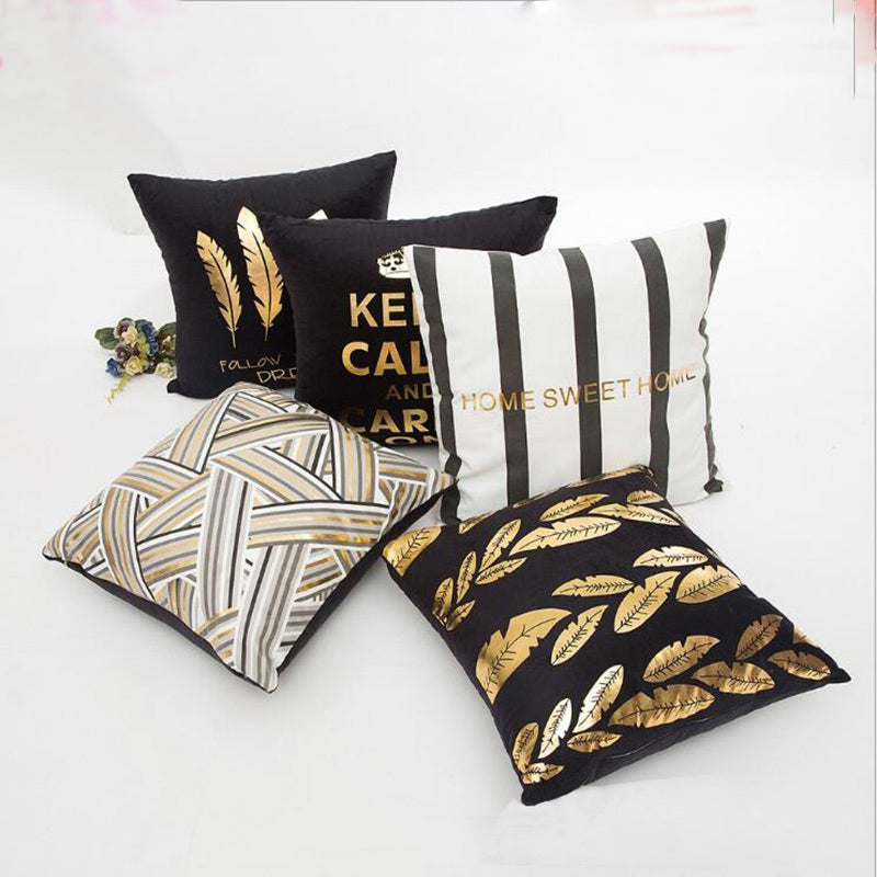 Christmas Cushion Cover Decorative Pillow Case Eco-Friendly Gold Sofa Seat Case Car Pillowcase Soft Bed Pillow Case