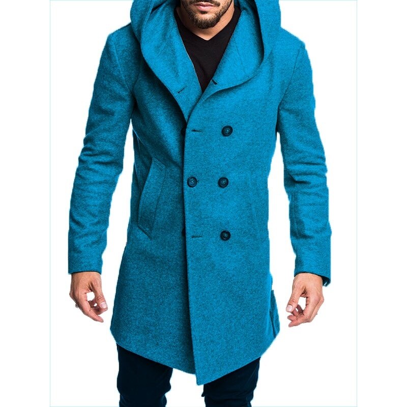 Autumn Mens Long Trench Coat Jacket Plus Size Outwear Casual Long Hooded Overcoat Mens Winter Coats and Jackets