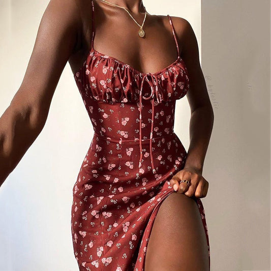 Avrilyaan Womens Print Pleated Summer Casual Sleeveless Midi Dress