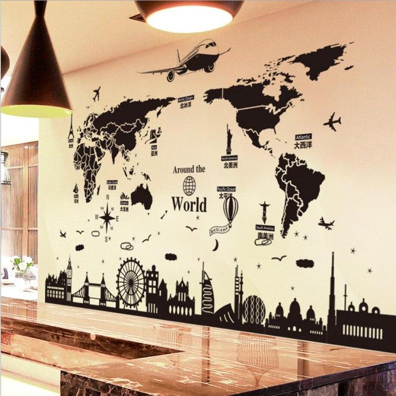 World Map Wall Can be removed Stickers DIY