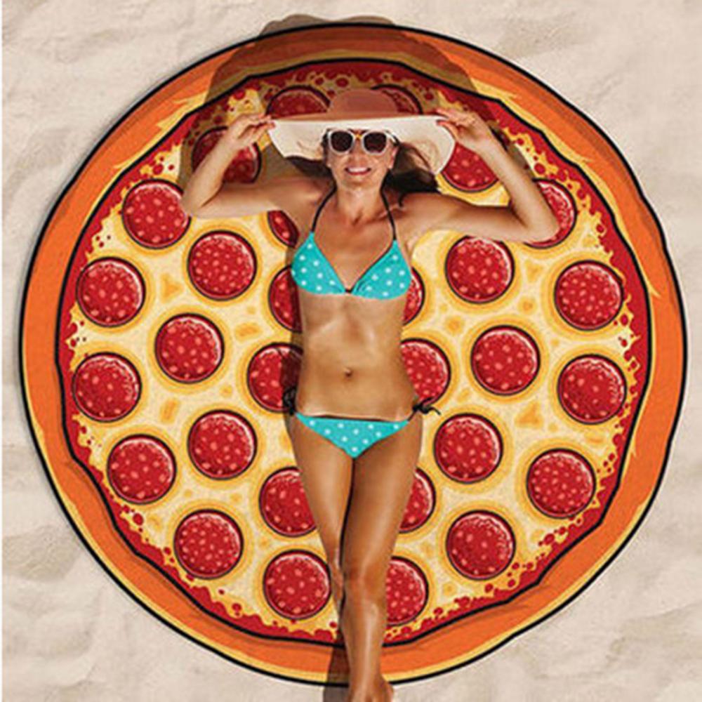 Summer Printed Fruit Food Beach Towel Round Chiffon Round Beach Towels For Living Room Home Decor Boho Style Bath Towels Pizza