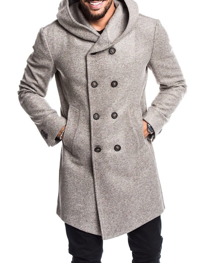 Autumn Mens Long Trench Coat Jacket Plus Size Outwear Casual Long Hooded Overcoat Mens Winter Coats and Jackets