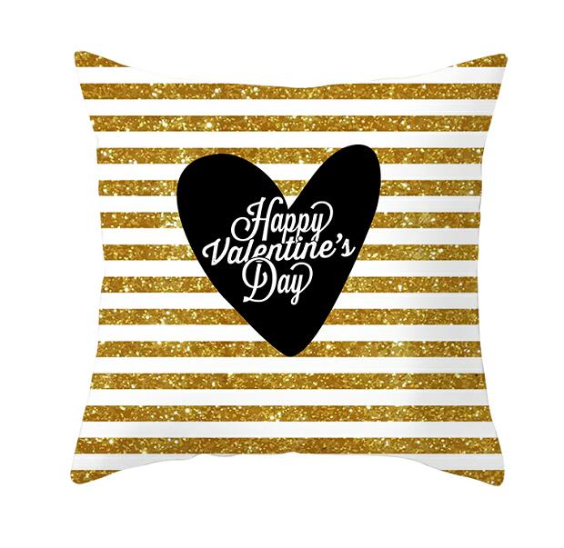 Black White Heart Cushion Cover Arrow I Love You Letters Happy Valentine Pillow Covers Gifts for Couples Valentine's Decoration