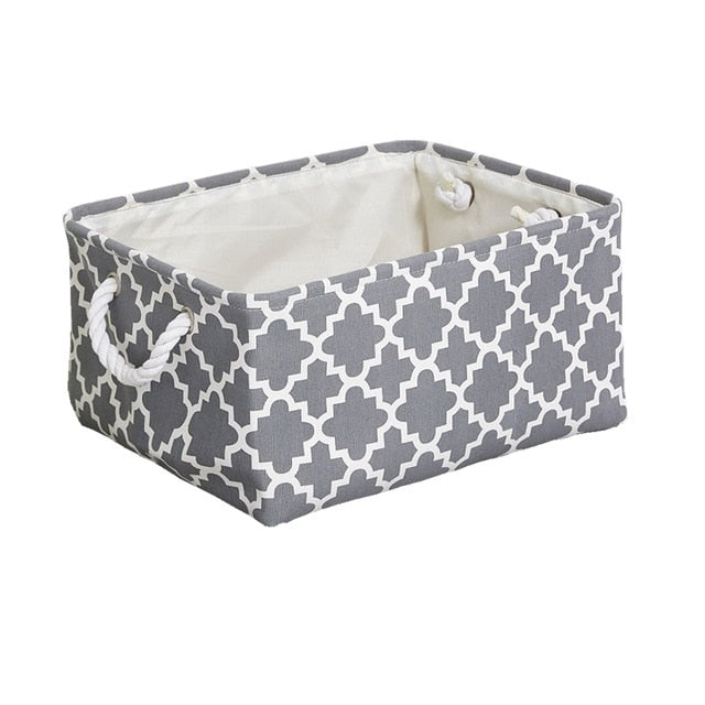 Cube Canvas Fabric Storage Basket Clothes Folding Storage Box For Nursery Underwear Toy Organizer Laundry Basket With Handle