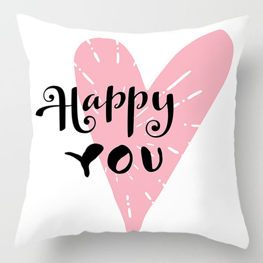 Fashion Pink Letter Pillow Case 45*45 Polyester Home Throw Pillows Soft Decorative Cushion Cover For Sofa Chair Pillow Covers