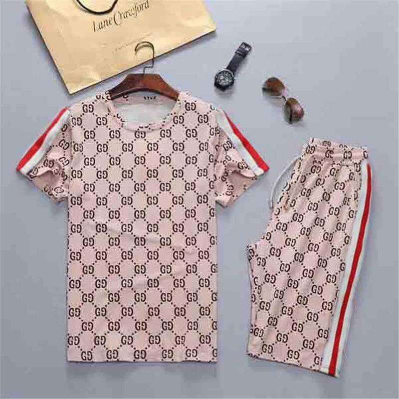 Men's Suit 3D-printed Casual Sports Short Sleeve