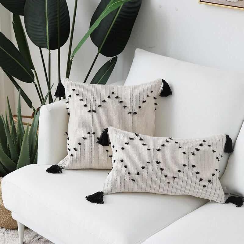 Throw Pillow Cover With A Minimalist Bohemian Design