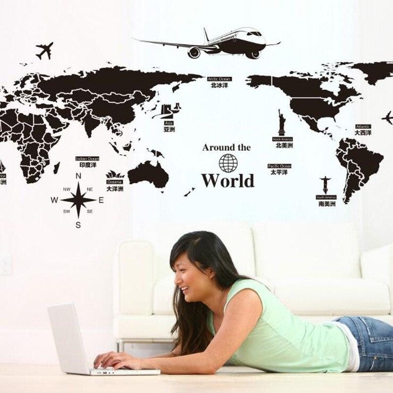 World Map Wall Can be removed Stickers DIY