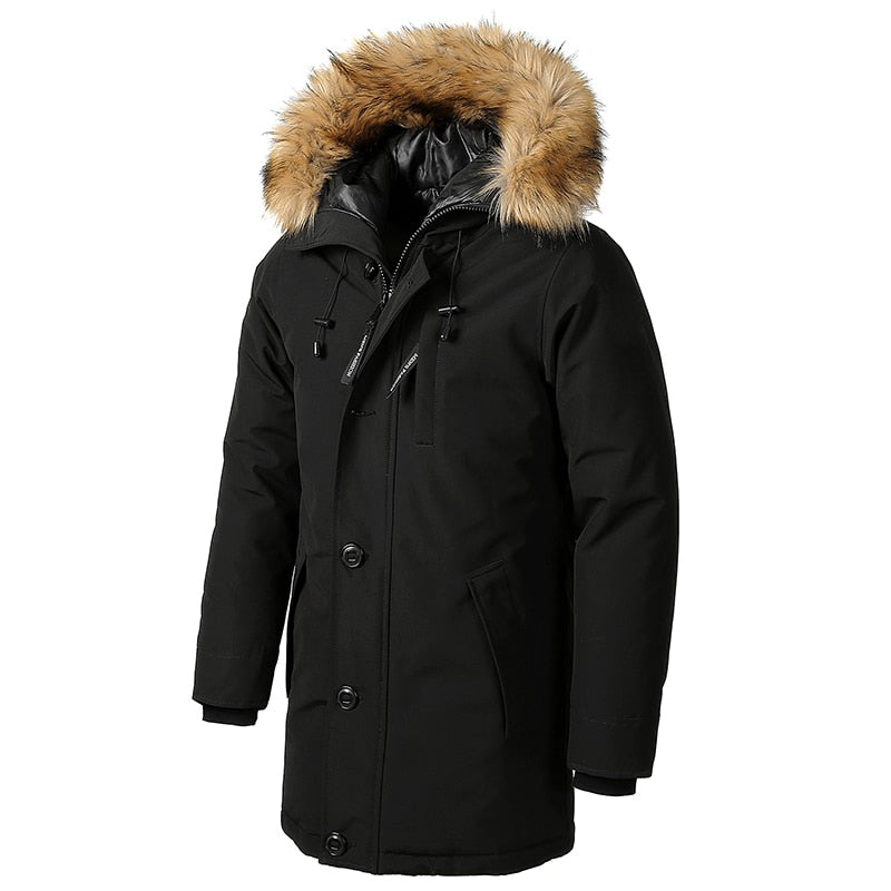 Men 2020 Winter New Casual Faux Fur Collar Long Thick Parkas Jacket Coat Men Outwear Hooded Pockets Waterproof Jackets Parka Men
