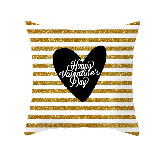 Black White Heart Cushion Cover Arrow I Love You Letters Happy Valentine Pillow Covers Gifts for Couples Valentine's Decoration