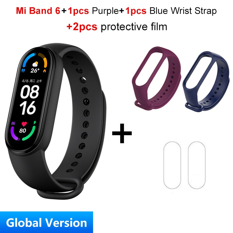 Global Version Xiaomi Mi Band 6 Smart Bracelet 1.56"AMOLED Screen miBand 6 Heart Rate Fitness Traker Bluetooth 5 ATM Waterproof