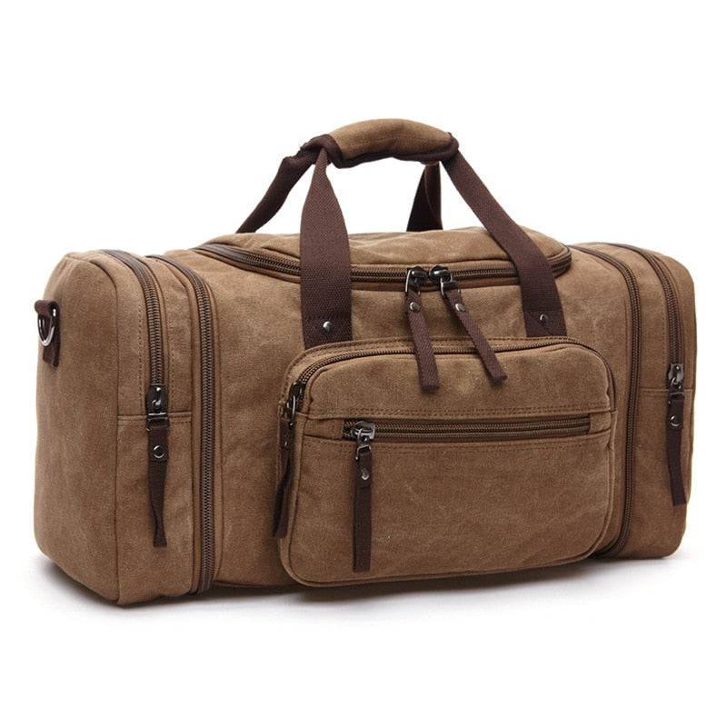 Multifunctional Leather Carry on Luggage Weekend Duffel Bag