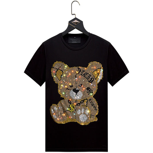 Diamond Tshirt Men T Shirt Unisex Streetwear Slim Men's Short Sleeve Shirt Diamond Inlaid Teddy Bear Toy Plus Size 6XL Cool Hot