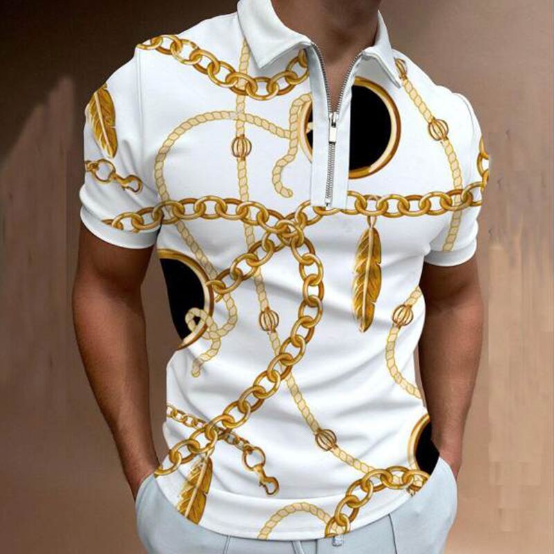 Fashion Patchwork Men Short Sleeve Polo Shirts Casual Turn-down Collar Zipper Design Tops 2021 Summer Harajuku Men's Streetwear