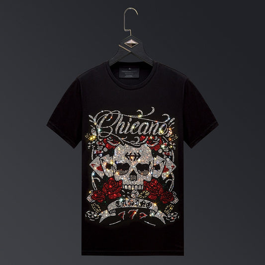 Skull Rhinestones Mens Big and Tall T-Shirt