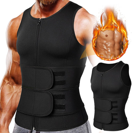 Neoprene Sweat Corsest Vest for Men Waist Trainer Vest Adjustable Workout Body Shaper with Double Zipper for Sauna Suit for Mens